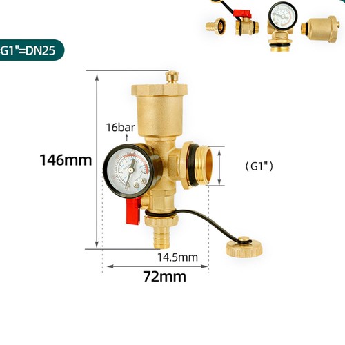 Automatic Air Vent And Pressure Gauge Set With Drain Valves For Manifold - Picture 13 of 22