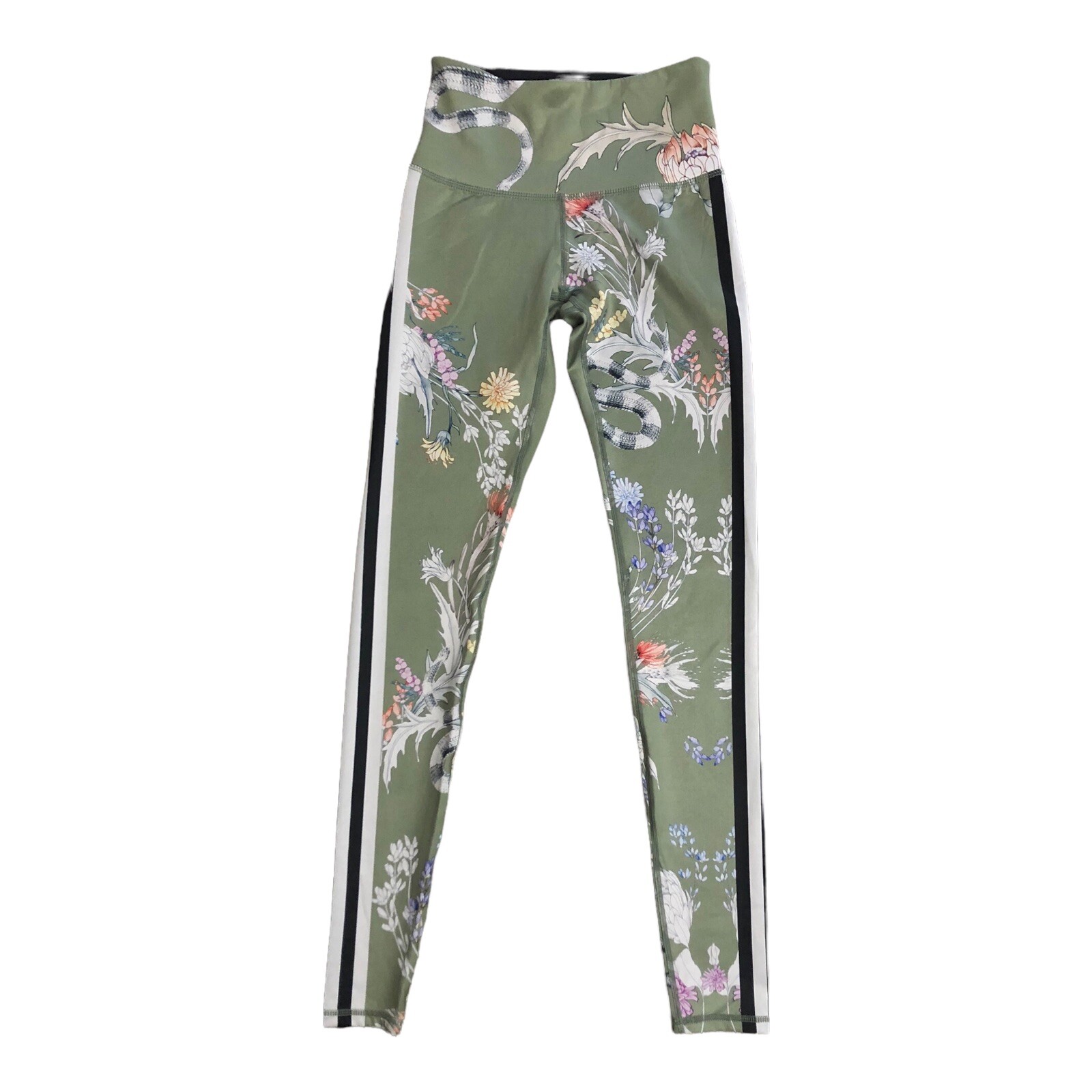 Noli Yoga Mid Rise Green Floral Snake Print Leggings Size XS