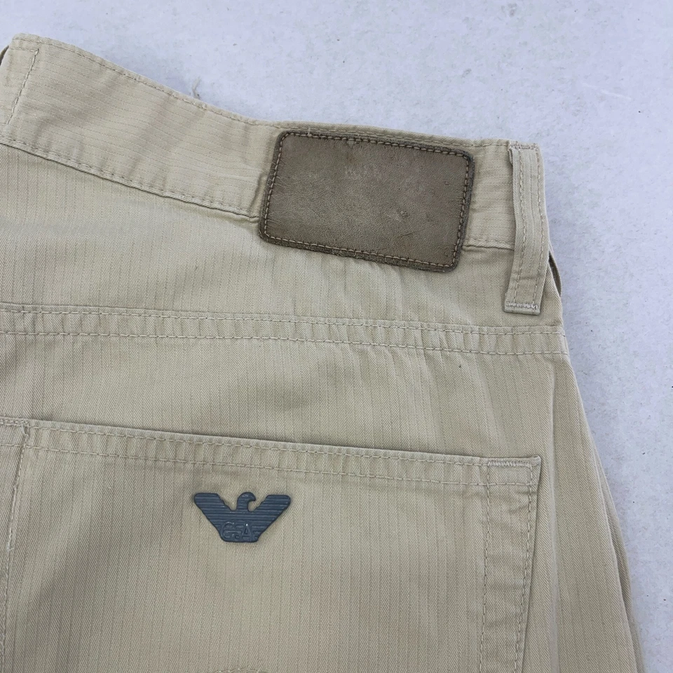Pantalón Chino Armani Para Hombre W34 L32 Beige Botón Mosca Ligero Lona Verano Foto 4 de 4