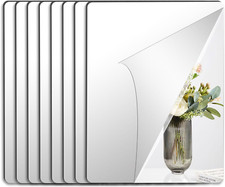 Self-Adhesive Acrylic Mirror Tiles 8 Pack - 12x16 Inch Frameless Wall Decor