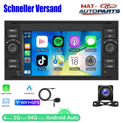 7'' CarPlay Für Ford Transit Connect Fiesta Android Autoradio GPS Navigation 64G