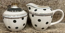 Grace’s Teaware Grey Polka Dot Creamer And Sugar Bowl With Lid