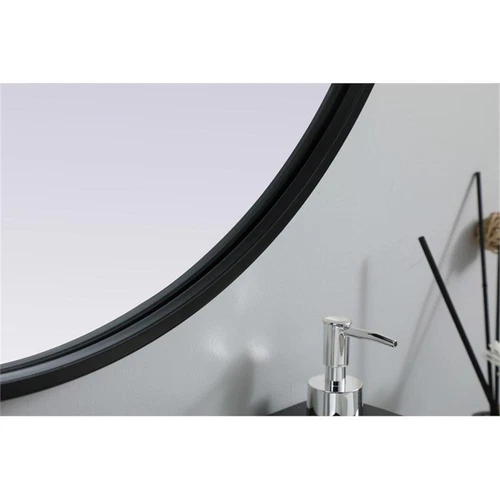 Elegant Decor Asha 24x36" Oval Modern MDF Wood/Iron Mirror in Black - Picture 8 of 11