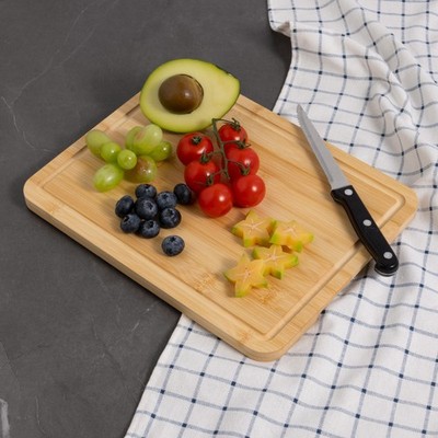 Bamboo Cutting Board Wooden Chopping Block Juice Groove Choose Your Size
