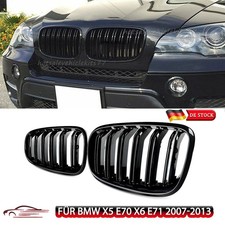 Glanz Schwarz Doppelsteg Kühlergrill Frontgitter für BMW X5 E70 X6 E71 E72 07-13