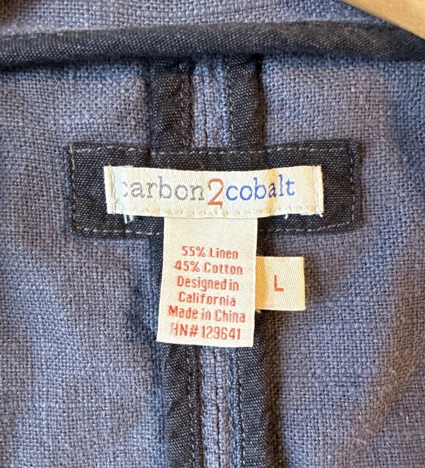 Chaqueta Blazer Carbon 2 Cobalto Para Hombre Talla Grande Lino Algodón Bolsillos No Estructurados Foto 3 de 4