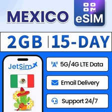 JetSim Mexico 15-DAY  2GB High-Speed Data Electronic Travel SIM Card