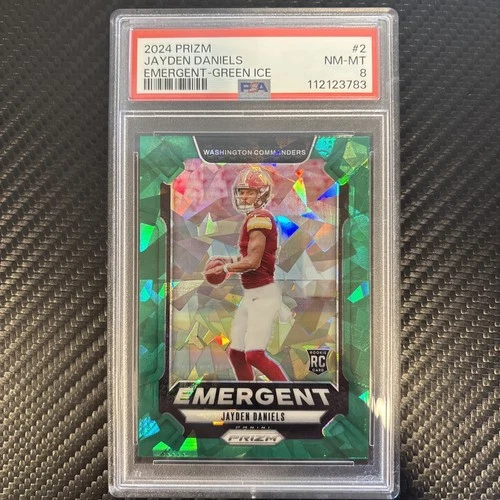 2024 Panini Prizm - Emergent Jayden Daniels #2 Green Ice Prizm (RC)