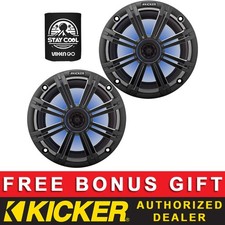 KICKER OEM REPLACEMENT 8" COAXIAL BOAT/MARINE LED SPEAKERS 4OHM CHARCOAL PAIR