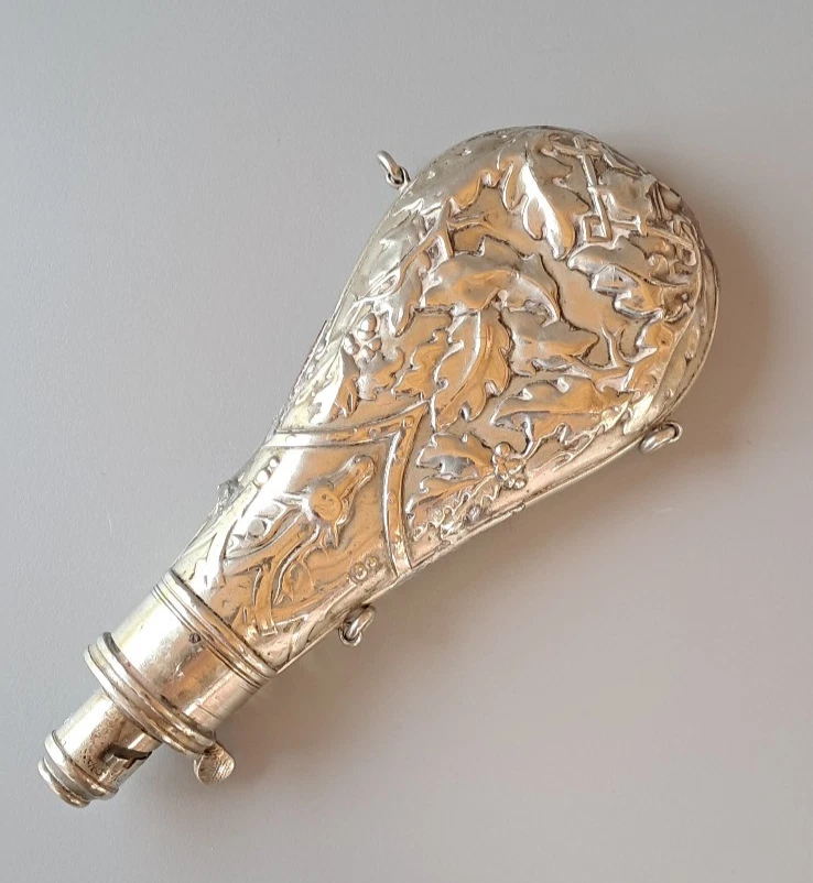 Poire à poudre anglaise - G & J.W.HAWKSLEY SHEFFIELD - Métal argenté - Photo 3/4