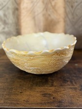 Vintage Hand Made Pottery Sighn By Artist  Yellow / White with Touch Of Blue