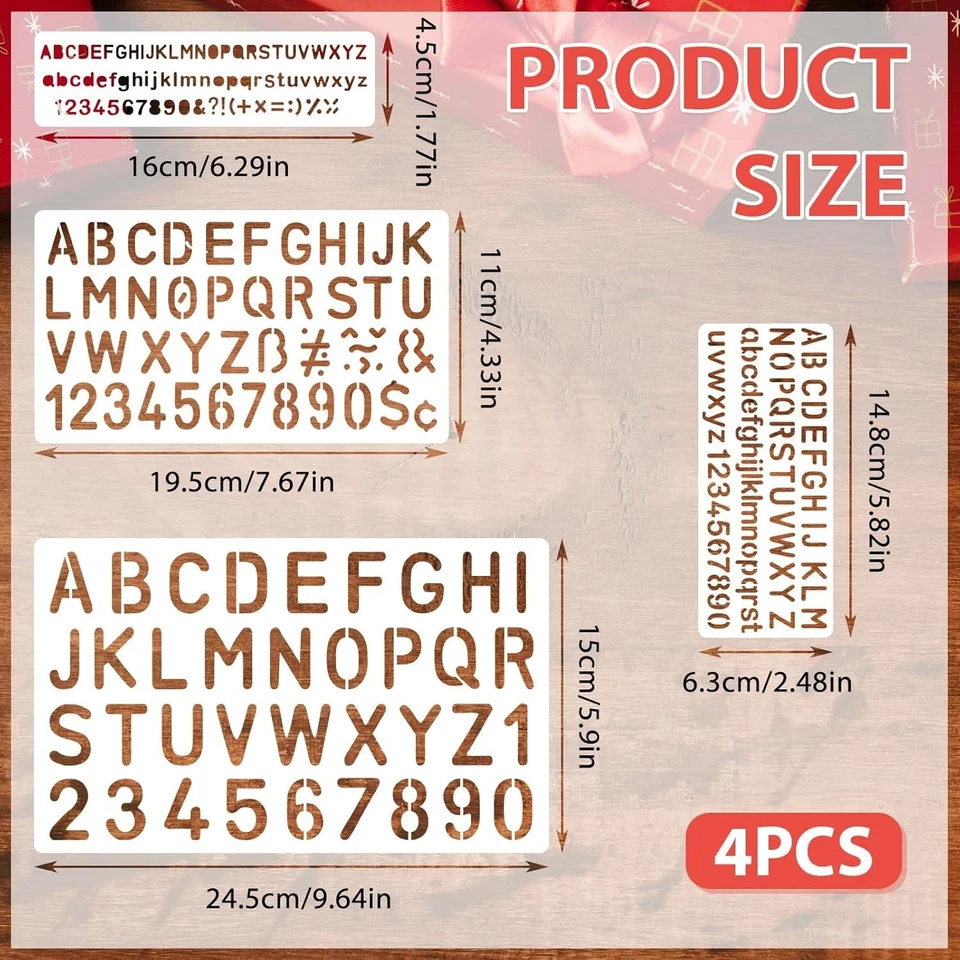 Letter and Number Alphabet Stencils – 4 Pcs ReusableTemplates for Crafts Paintin - Image 3 of 4