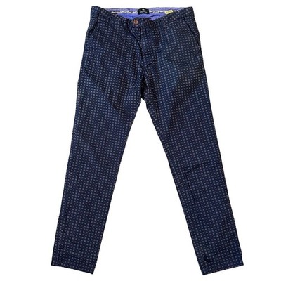 Scotch & Soda Men s Navy & Purple Paisley Cotton Tailored Pants Size 33 / 32