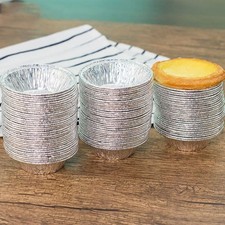 Patty Dishes Cases Round Dish Tins Baking Tart Tarts Pies 100Pcs Small Foil Pie