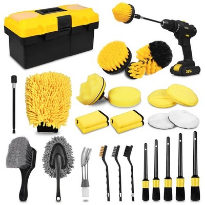 TTRCB 27Pcs Car Detailing Kit, Car Detailing Brush Set, Auto Detailing Drill ...