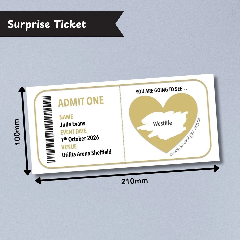Personalised Concert Theatre Surprise Ticket Scratch Card Reveal Christmas Event - Image 2 of 4