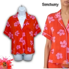 NWT Sanctuary Women's S Flora Notched Collar Button Pajama Top (Top only)