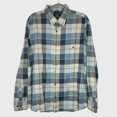 Nordstrom Regular Fit Light Flannel Shirt Men's XL Blue Gray Check Plaid Casual