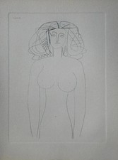 Pablo PICASSO: Bella Donna Di Fronte, ACQUAFORTE, 1952