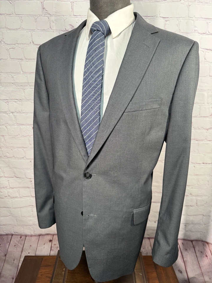 APT. 9 Mens Gray ATHLETIC FIT 2-Button NOTCH LAPEL Blazer Sport Coat Jacket 46R - Image 2 of 4
