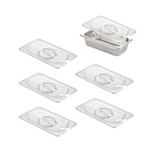 6-Pack 1/9 Size Slotted Hotel Pan Clear Cover, Only for Stainless Steel Food ...