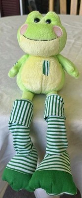 Ganz 14 in. Leg-A-Longs Frog Plush Green Striped Feet Stuffed Animal Plush Toy