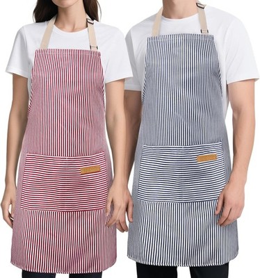 2 Pack Kitchen Cooking Aprons, Soft Aprons for Women Men with 2 Pockets