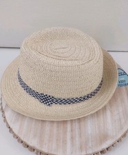 Target Kids Fedora Hat with Navy Blue White Trim Beach Hat, Wedding, Summer