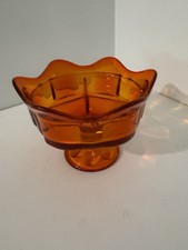 Viking Vintage Six-Petal Glass Candy Dish Orange Persimmon Epic Line