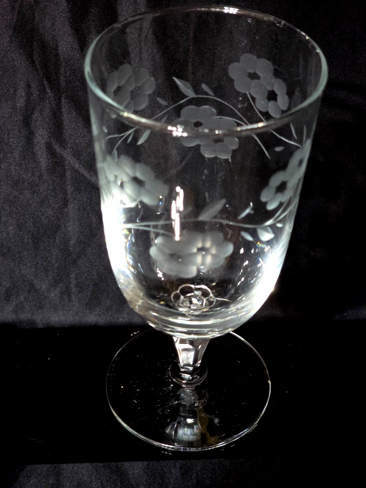 Vintage LIBBEY GLASS 6.75" Iced Tea Glass GLENMORE Etched Floral - Set Of 6 - Image 4 of 4