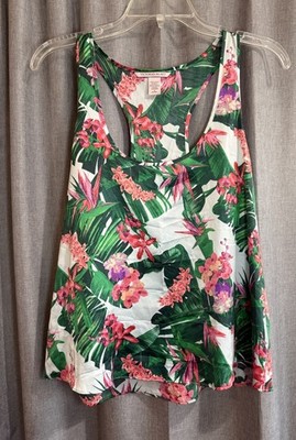 Victoria s Secret Women s Tank Top Satin Racerback Tropical Size Medium