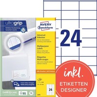 Avery Zweckform 3475 Adressaufkleber 2.400 Klebeetiketten 70X36 Mm Auf A4 Papier