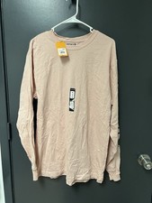 NWT Carhartt Shirt Womens Sz S Pink Loose Fit Heavyweight Long Logo Sleeve Top