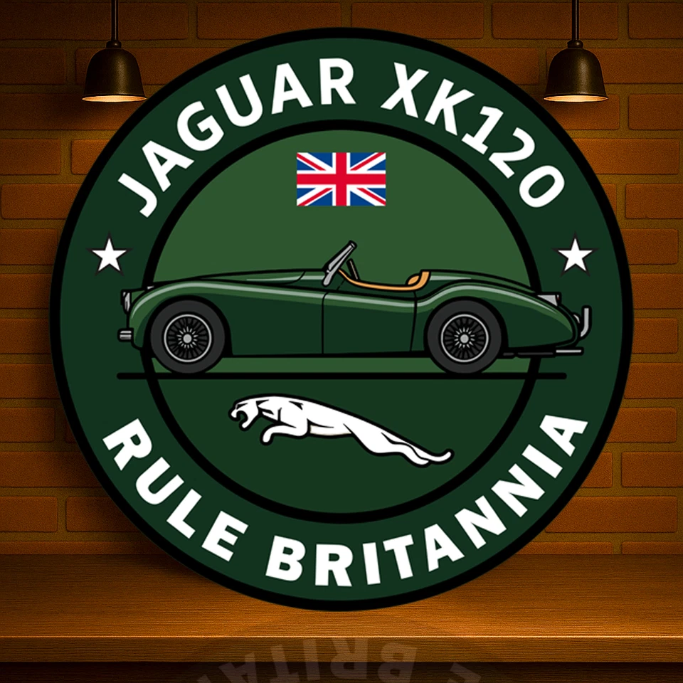 Jaguar XK120 Rule Britannia Heavy Metal Sign XL  - 19.7" (50 cm) - Image 2 of 4