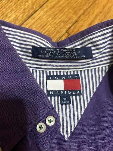 VTG Tommy Hilfiger Shirt Mens Purple Size XL Long Sleeve Button Down Pocket - Picture 4 of 9