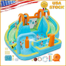 Inflatable Bounce House Double Slide For Kids Indoor and Outdoor with Blower