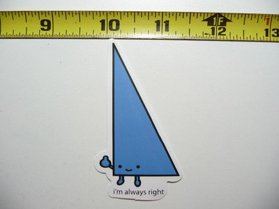TALL RIGHT ANGLE FUNNY FACE MATH SMALL STICKER DECAL MATHEMATICS SCHOOL TEACHER