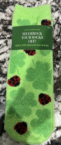 Bath & Body Works SHAMROCK LADYBUG Shea Infused Socks 🍀 ST PATRICK’S DAY Clover - Picture 1 of 2