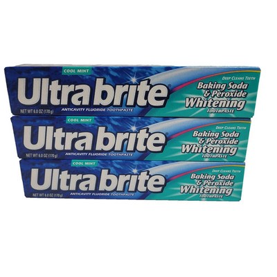 Ultra Brite Whitening Toothpaste Baking Soda & Peroxide Cool Mint 6 oz x 3 Pack