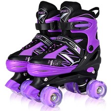 Boys Girls 4 Size Adjustable Kids Roller Skates for Children Toddlers Beginner w