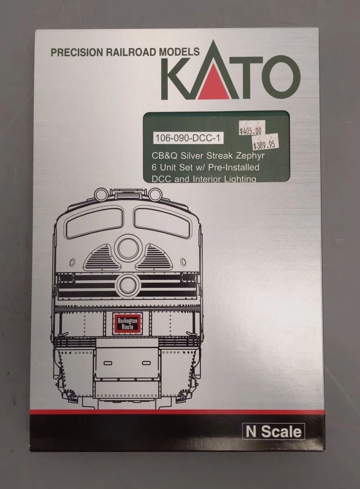 Kato 106-090-DCC N Scale CB&Q & Silver Streak Zephyr Diesel Passenger Train Set - Image 2 of 2