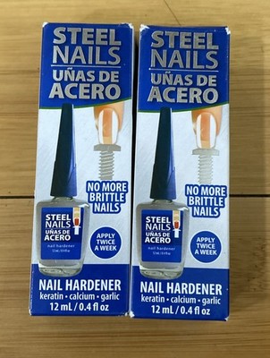 2x Steel Nails Nail Hardener Keratin Calcium Garlic 12 mL 0.4 fl oz