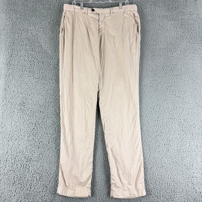 Faherty Reserve Chino Pants Mens 36 Khaki Tan Cotton Linen Blend Straight Leg