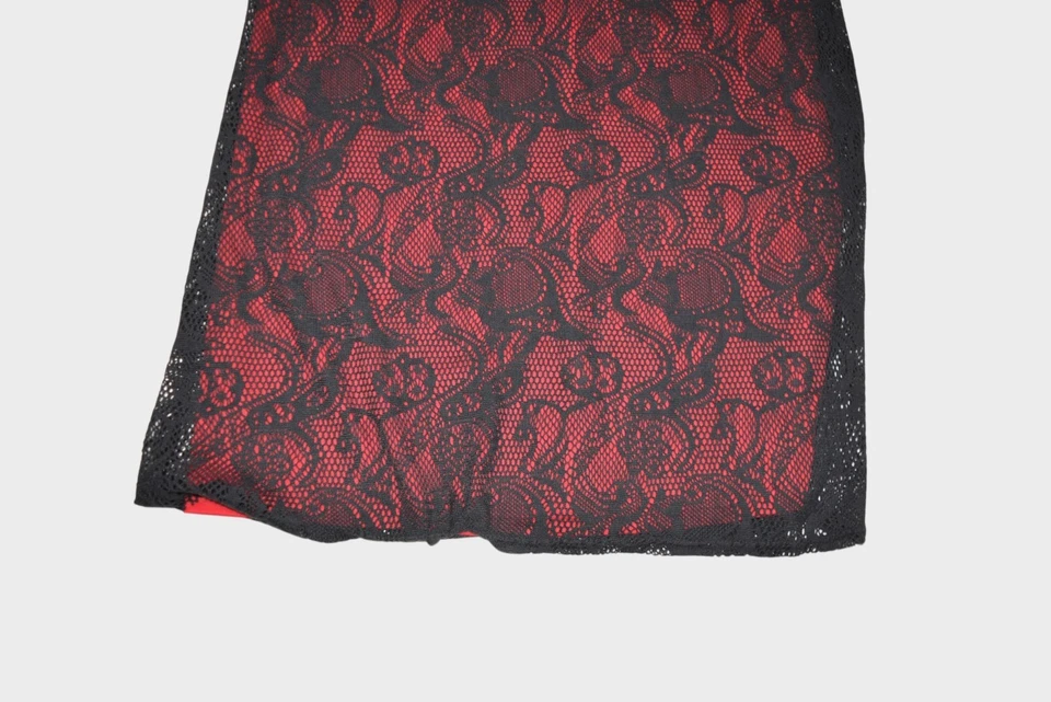 Vintage Lip Service Skirt Womens Medium Black Red Floral Lace Maxi Gothic USA - Image 2 of 4