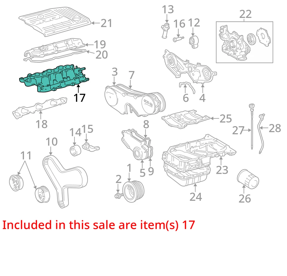 Lower Intake Manifold from 2000 Lexus RX300 3.0L 12138744 - Image 3 of 4