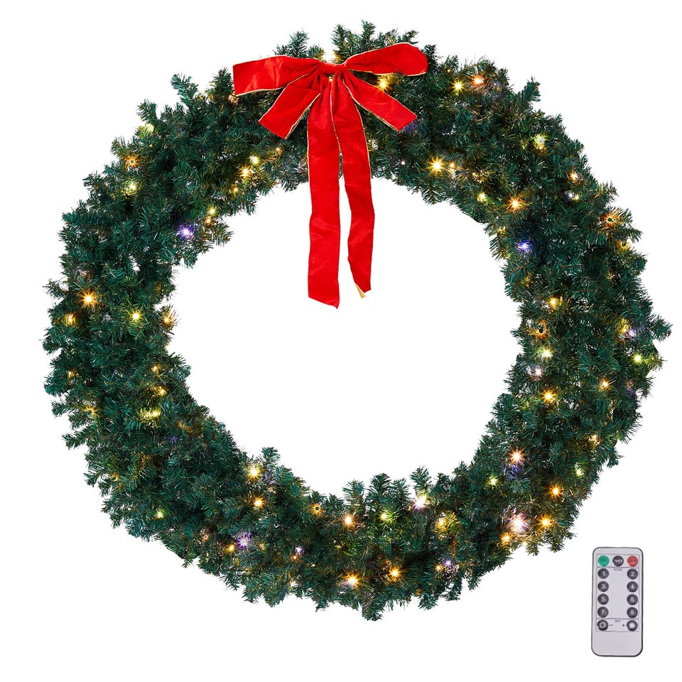 48/60 Inch Pre-Lit Christmas Wreath – Indoor/Outdoor Holiday Decor With Lights