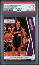 Stephen Curry 2010 Panini Prestige Bonus Shots Purple 5/49 #36 PSA 8 Warriors