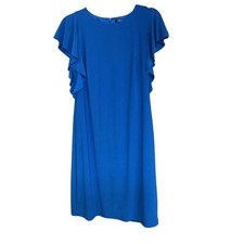 Chaps Royal Blue Flutter Sleeve Sheath Dress Women's Medium