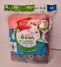 Hanes Girls Cotton Briefs Pack Of 6 Size 14 Pre-Shrunk Tagless Fast Shipping