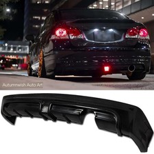 Fit 06-11 Civic 4 Dr Sedan Mugen Rr Style Pu Rear Bumper Lip W Led Body Kit